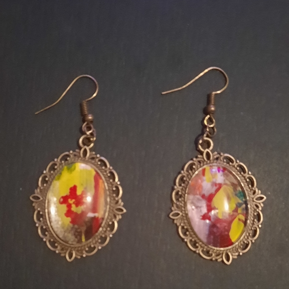 Handmade artisan painting earrings - Picture 5 of 11